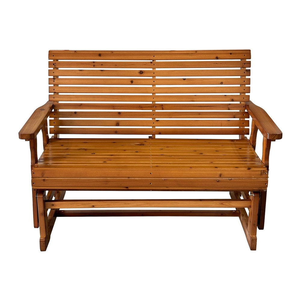 Fortune Candy Wooden Patio Glider with High Roll Back and Deep Contoured Seat...