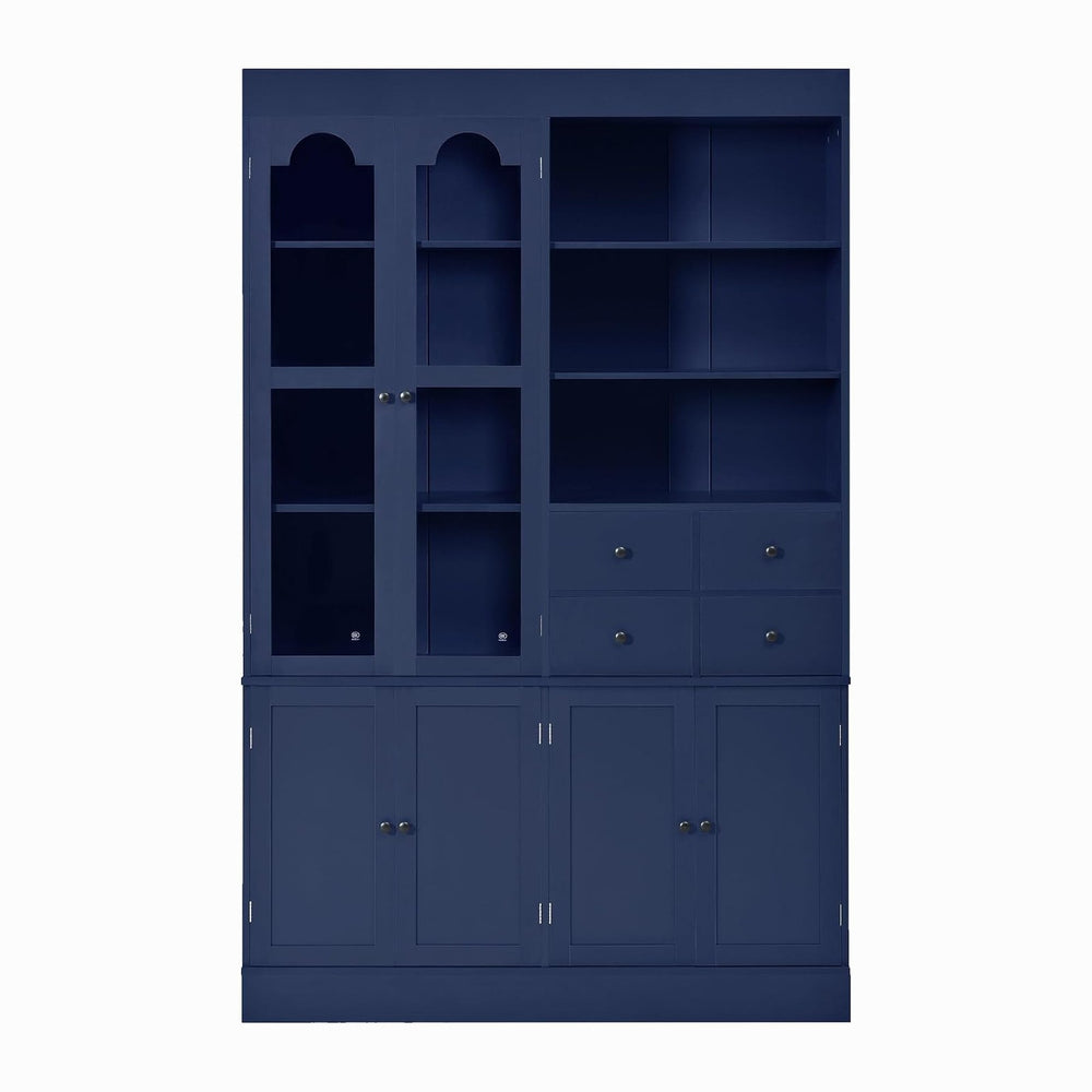 Freestanding Tall Kitchen Pantry Cabinet with 4 Drawers, Door Shelves and Pul...