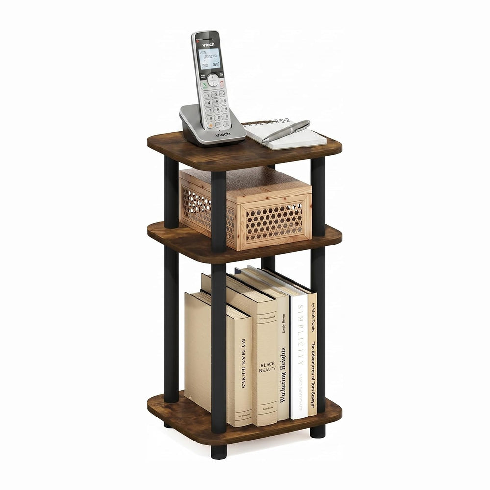 Furinno JUST 3-Tier Telephone Table, Turn-N-Tube Toolless Side Table with Ope...