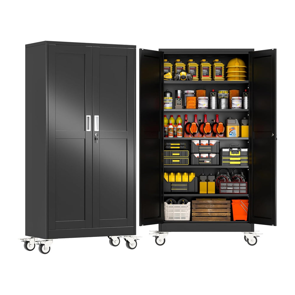 GAIOUS 73.6” Tall Metal Garage Storage Cabinet with Lock, Steel Tool Cabinet ...