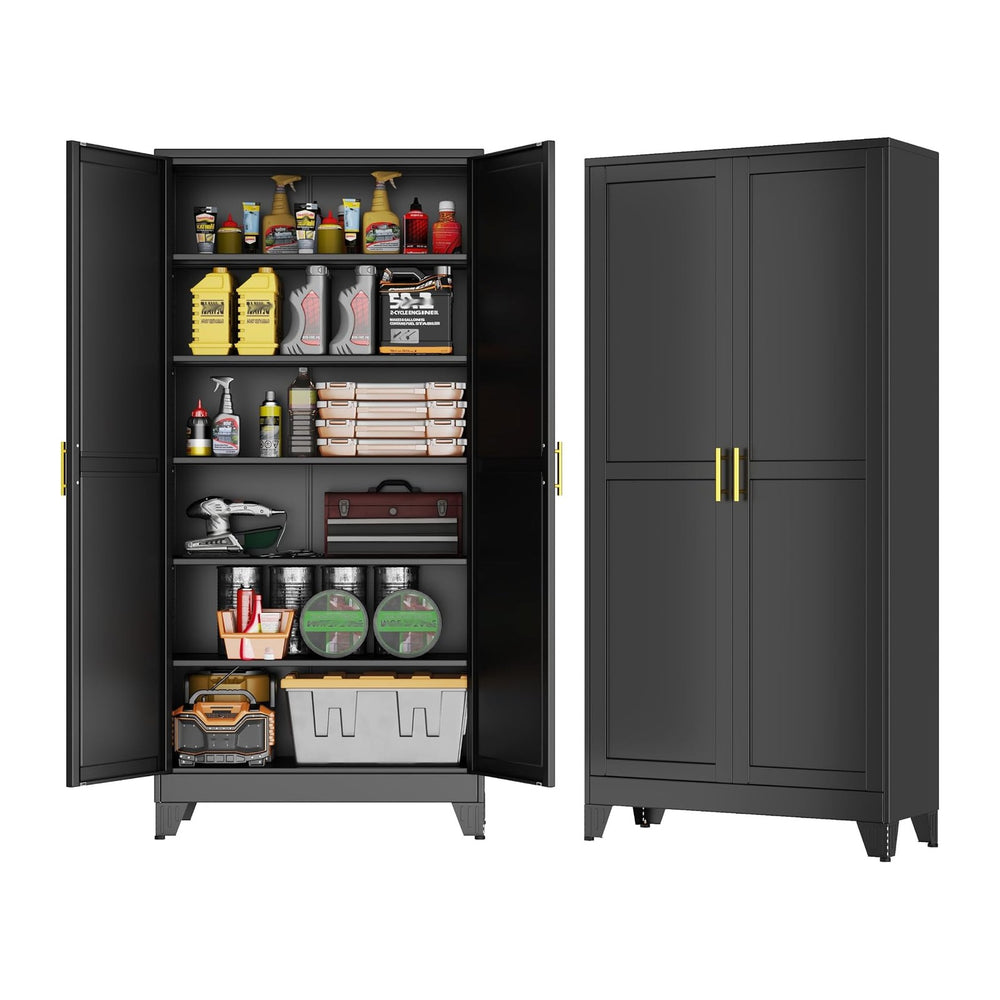 GAIOUS 75'' Tall Metal Garage Storage Cabinet, File Cabinet with 2 Do...