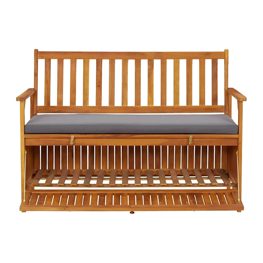 Gecheer Garden Storage Bench, 120 cm Solid Acacia Wood Patio Seating with Sto...