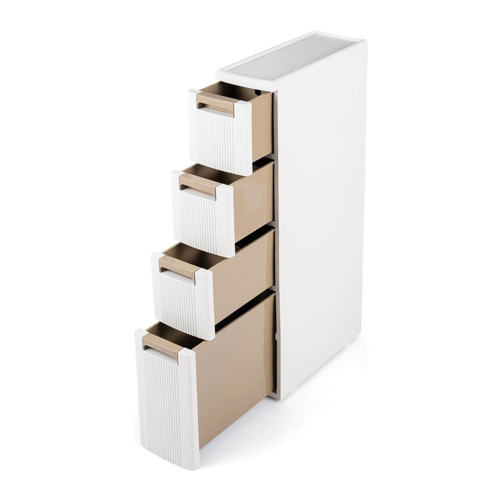 Giantex 4-Tier Narrow Storage Cabinet, Slim Rolling Cart with 4 Drawers &...