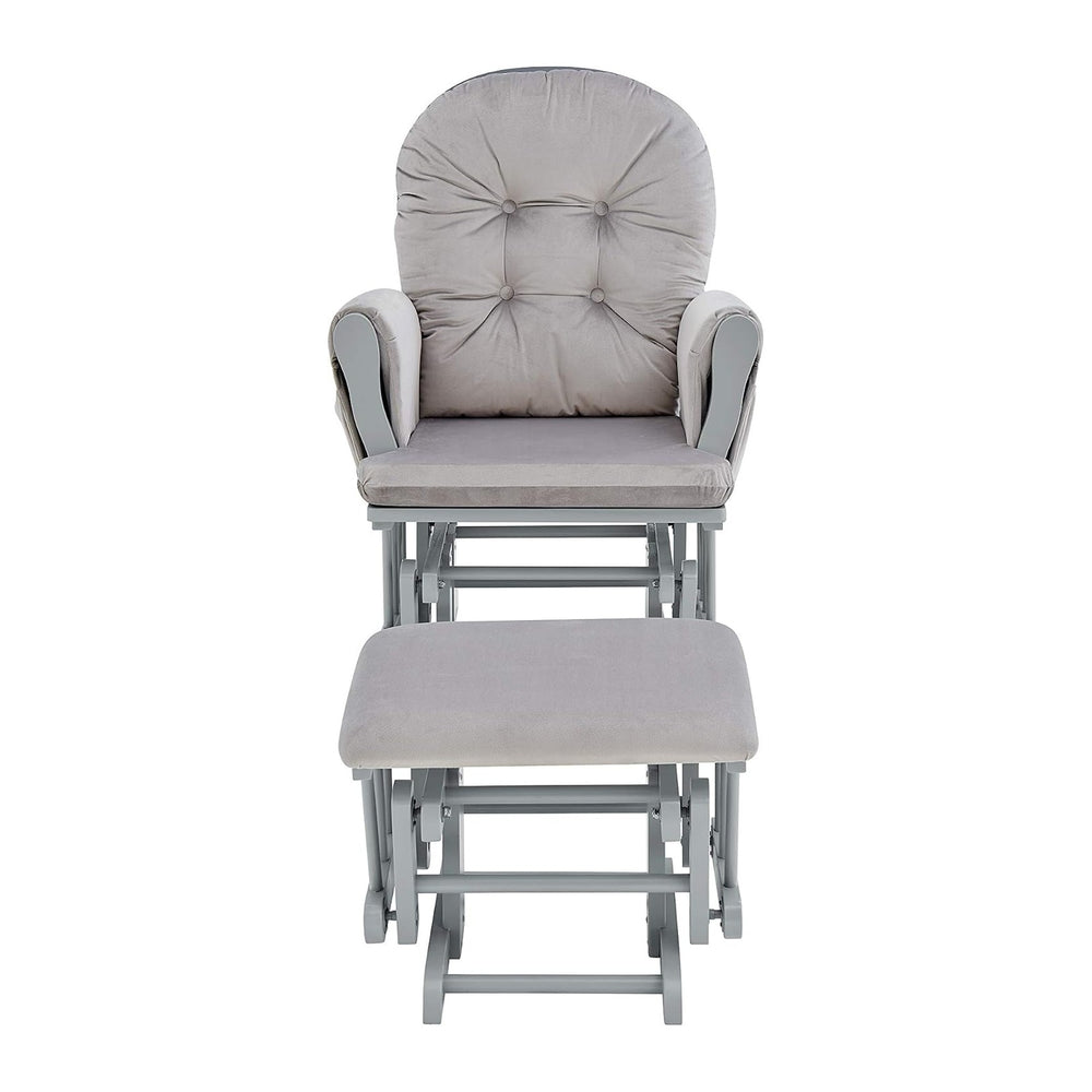 GOWE Mason Glider and Ottoman Gray Wood and Light Gray Fabric