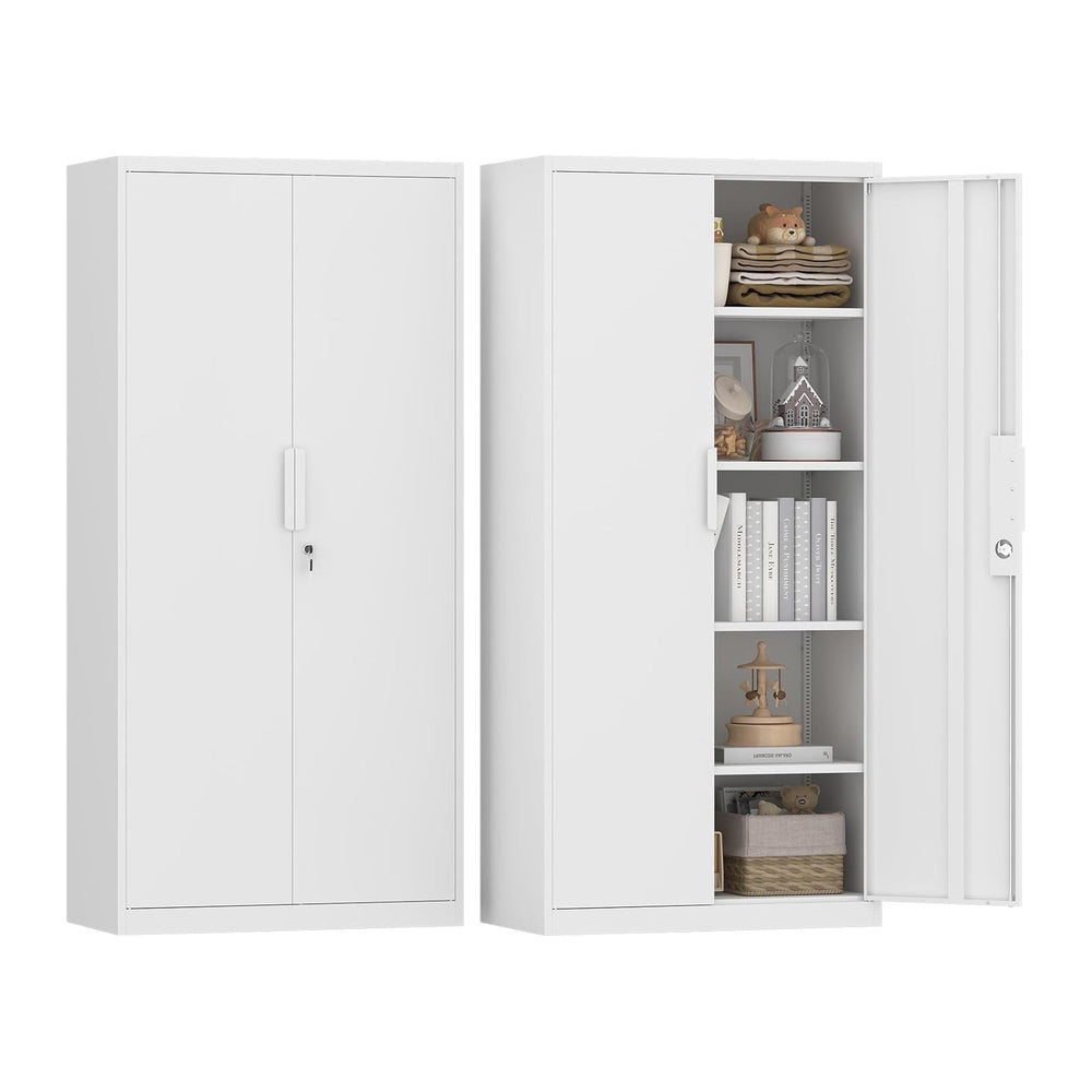 GREATMEET Metal Garage Storage Cabinet with 2 Doors and Shelves - 72" x ...