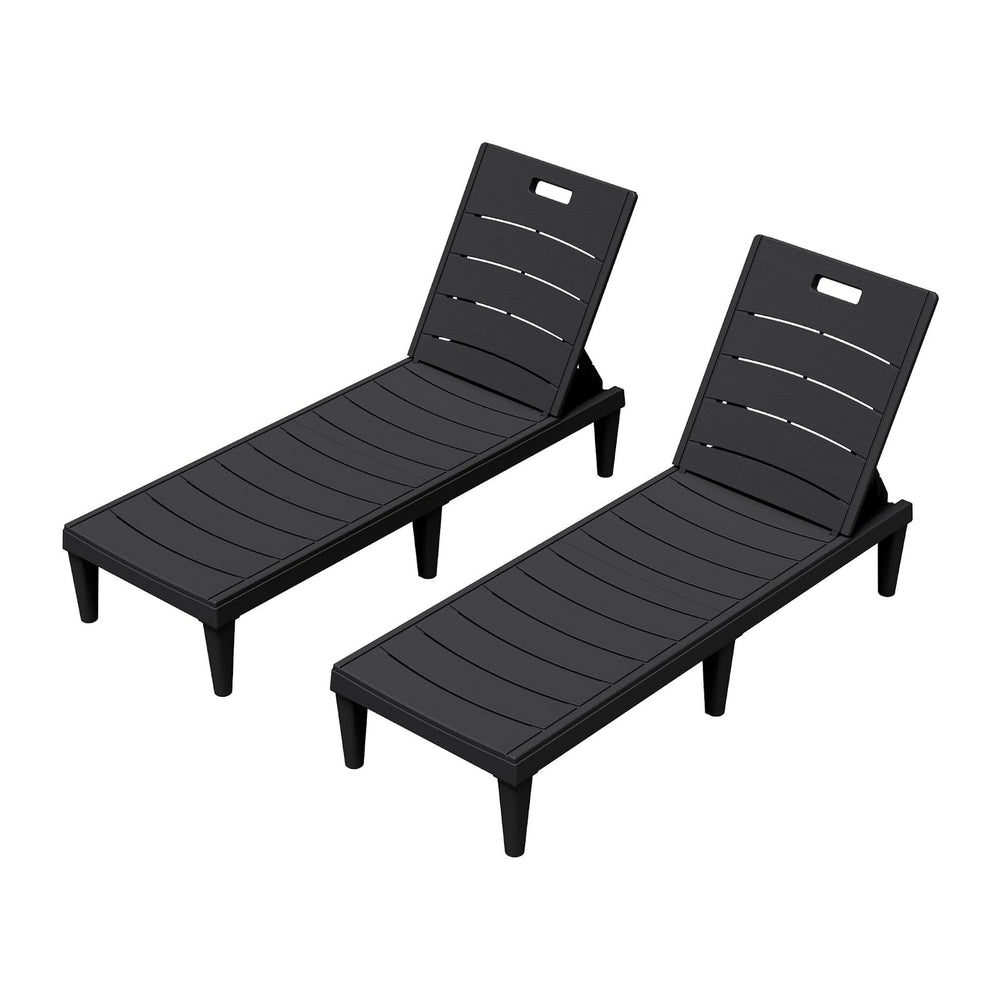 Greesum 2-Pack Adjustable Chaise Lounges, Black | 5-Pos Recline, Waterproof P...