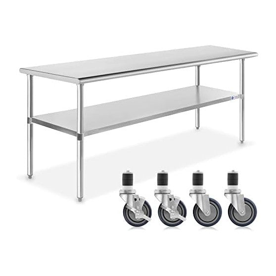 GRIDMANN NSF Stainless Steel Work & Prep Table 60 x 30 Inches with Caster...
