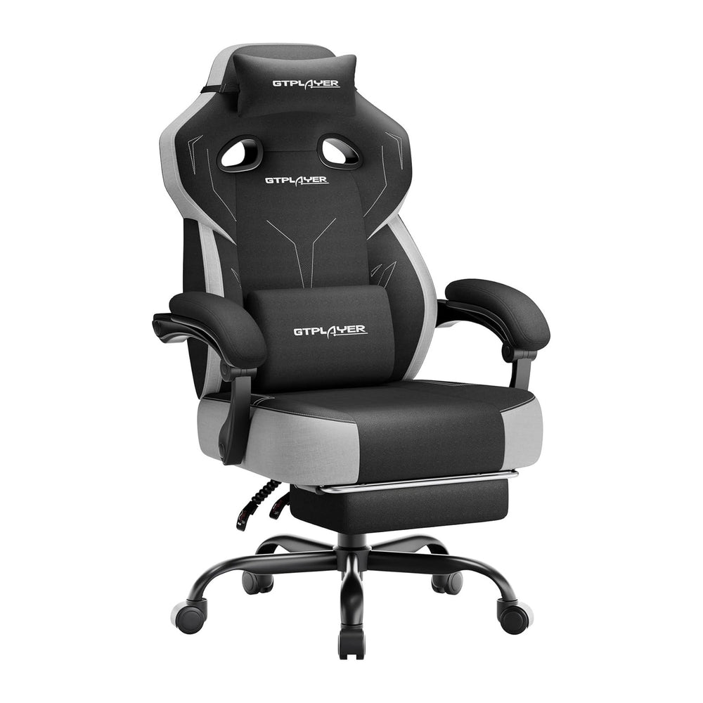 GTPLAYER Big & Tall Gaming Chair, Wide Seat with Footrest, Black | Ergono...