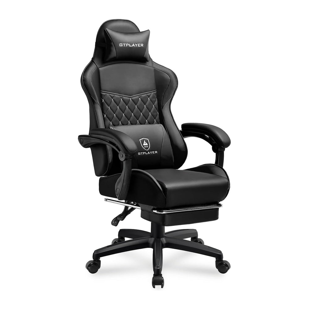 GTPLAYER Gaming Chair, High Back Leather Computer Gaming Chair with Footrest,...