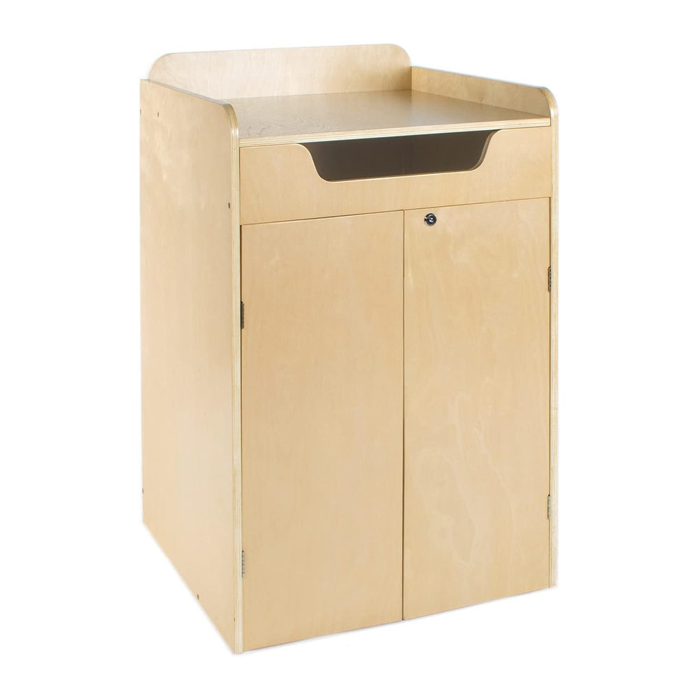 Guidecraft Library Book Drop - Wooden Rolling Books and Media Storage Unit wi...