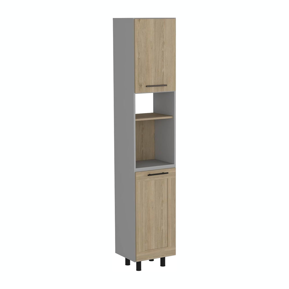 Hasselt Kitchen Pantry, Double Door, Six Shelves -Light Pine