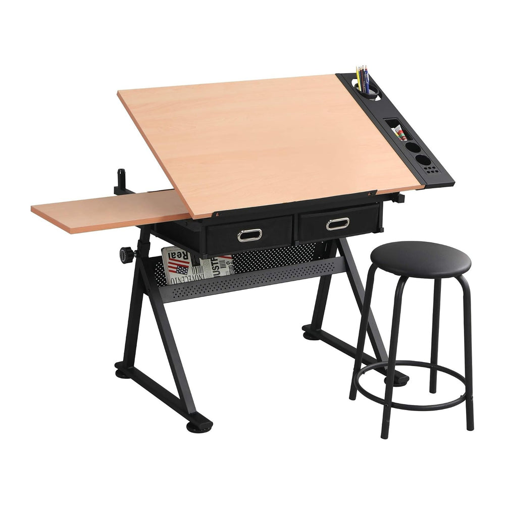 Height Adjustable Multifunctional Wooden Drafting Drawing Table, Art Artist D...
