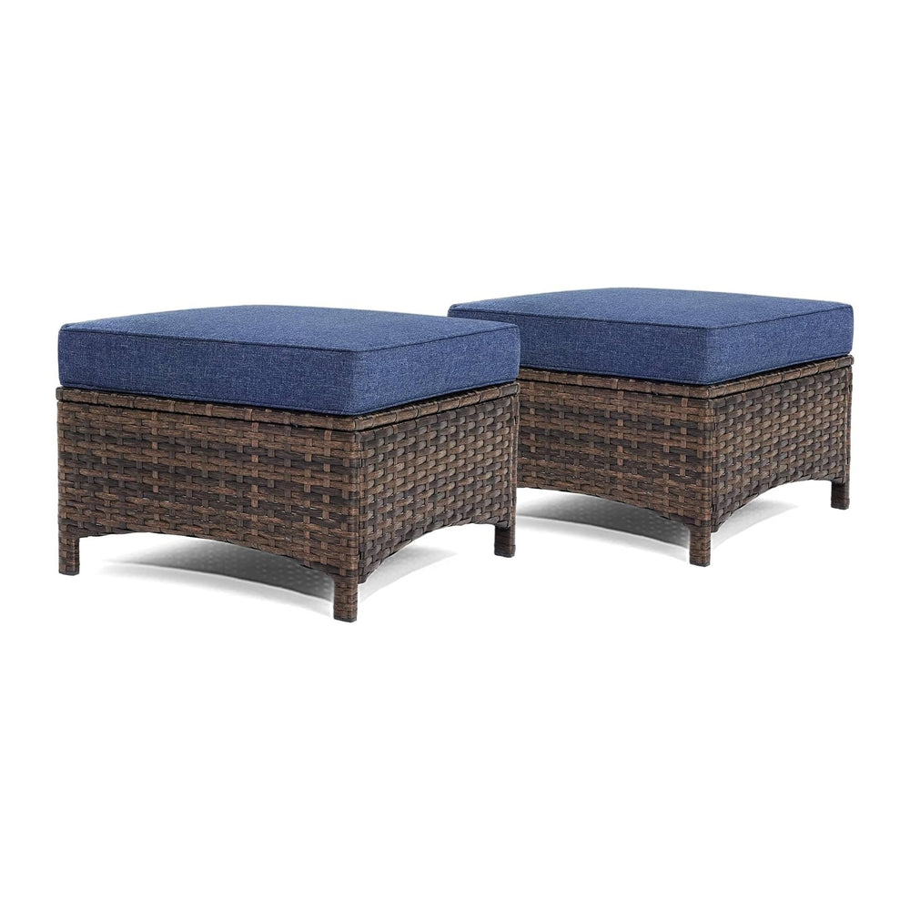 HILLGA 2PCS Outdoor Ottomans for Patio, Outdoor Footstools with Steel Frame |...