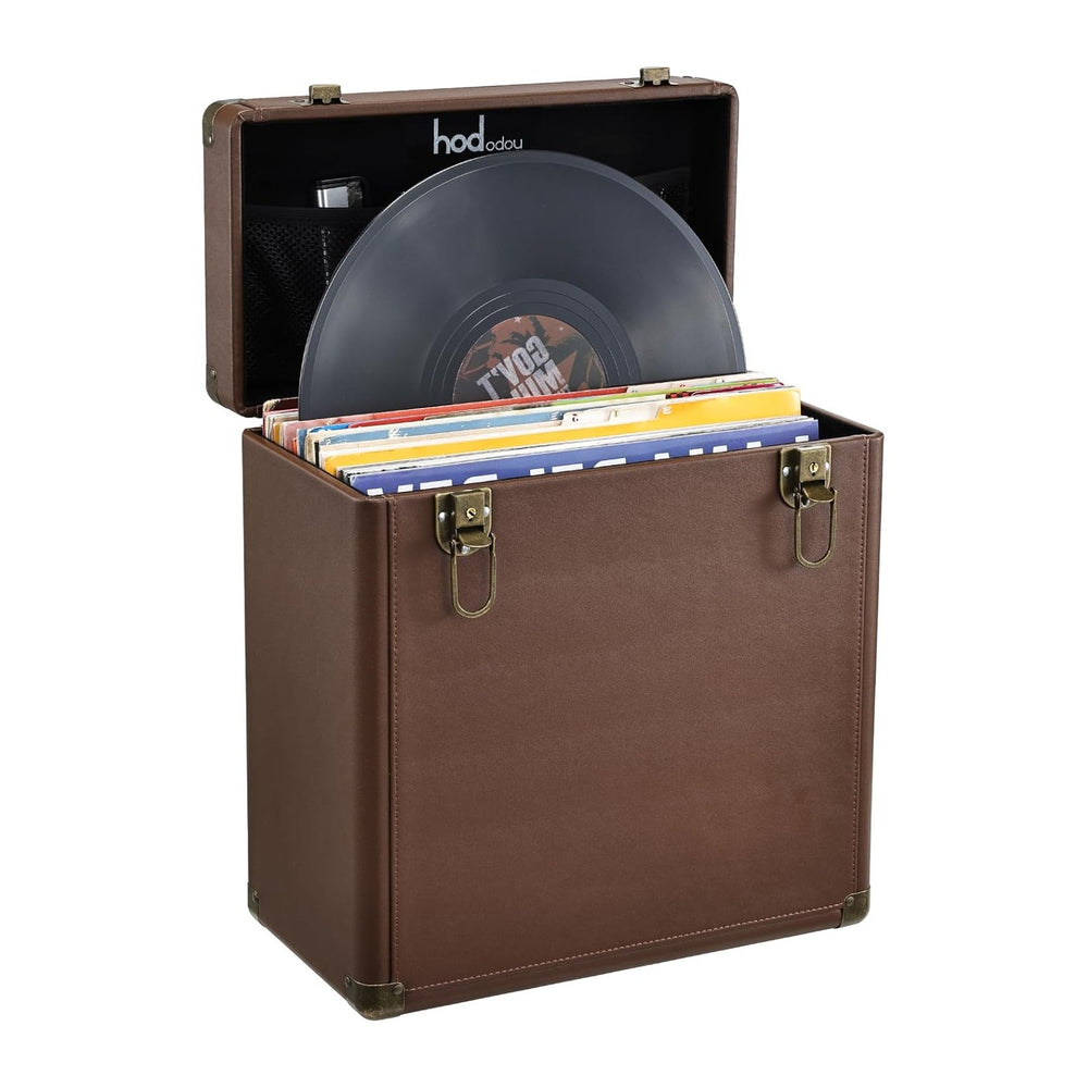Hododou Vinyl Record Storage Box with Lock Record Organizer Storage for 30+ S...