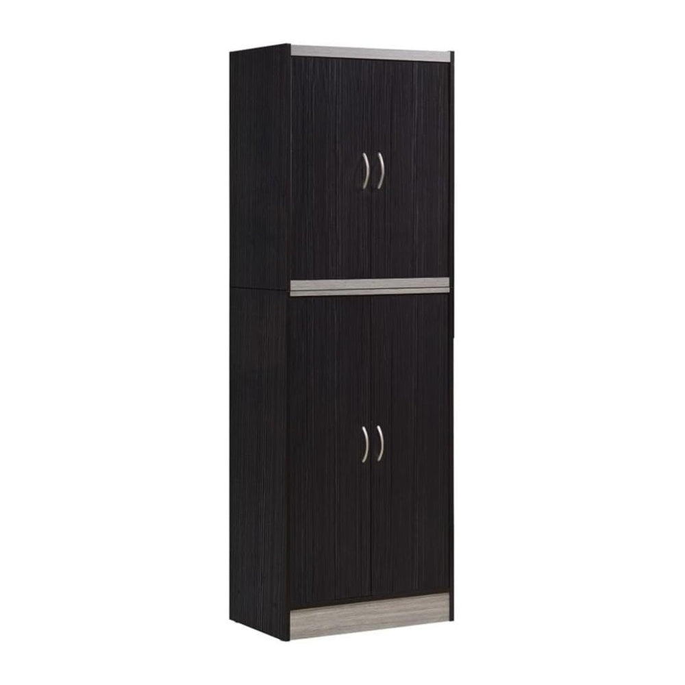 Home Square 4 Shelf Kitchen Pantry Set in Chocolate-Grey (Set of 2)