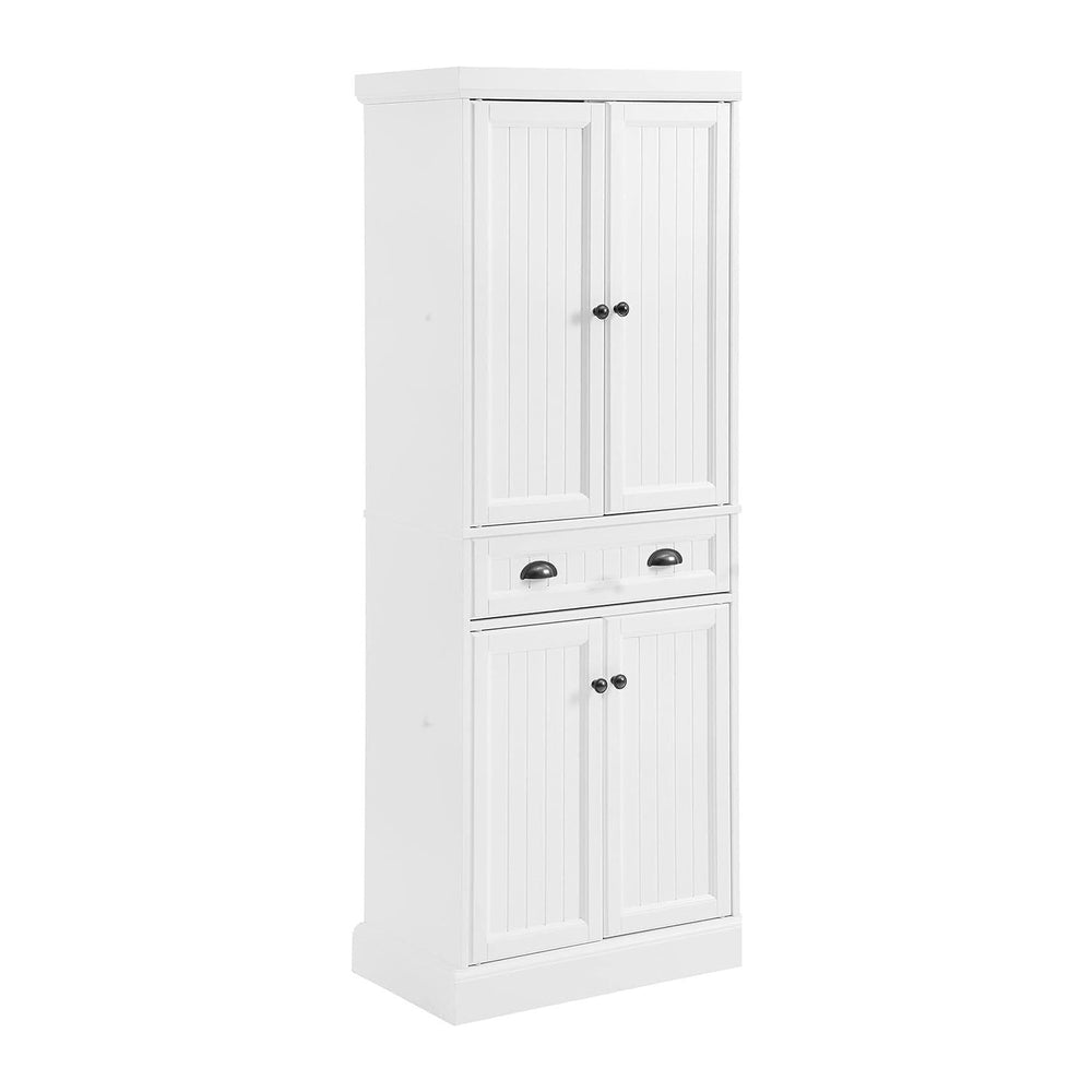HomeStock White Pantry Cabinet - Kitchen Storage with Adjustable Shelves &amp...