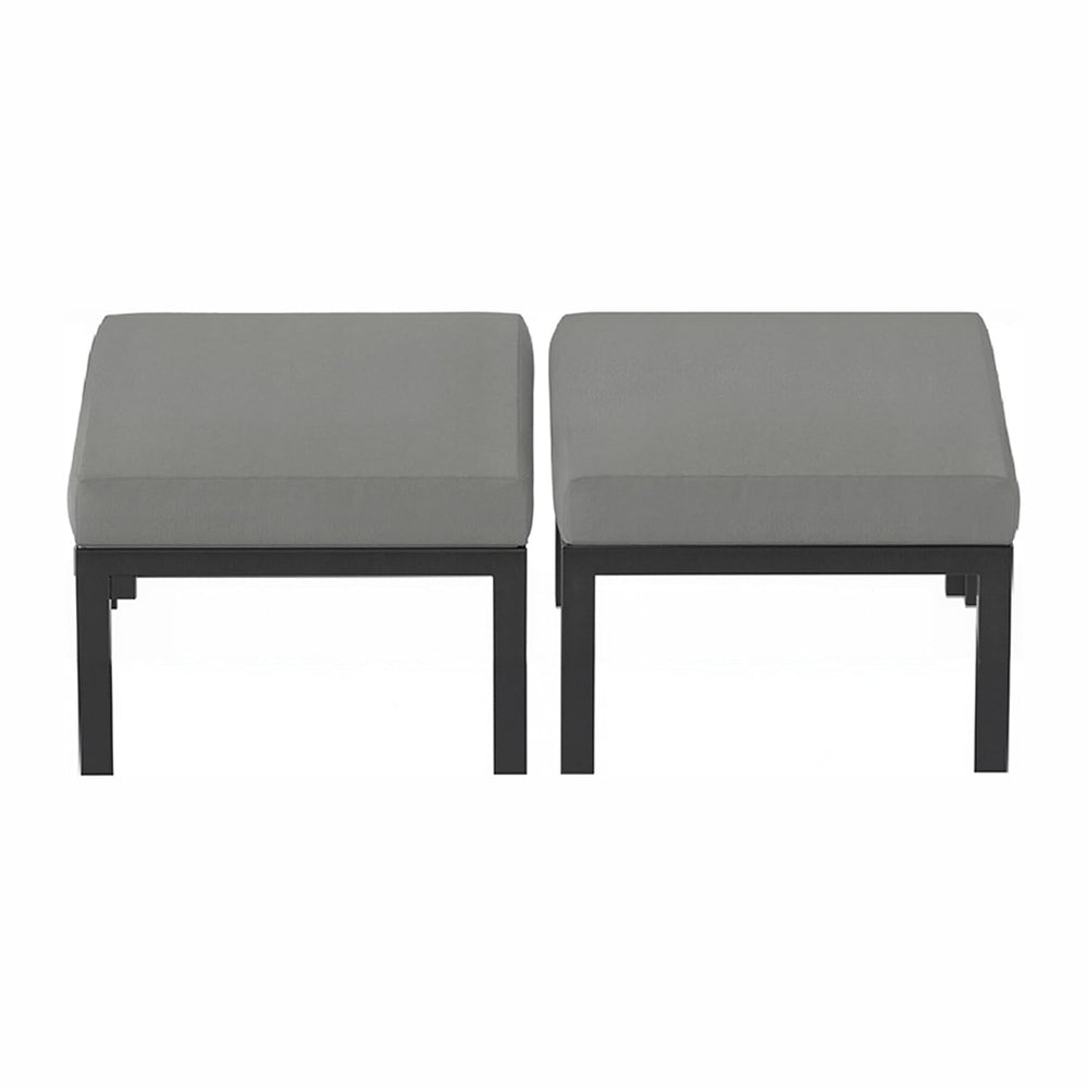 HOMREST Metal Outdoor Ottoman, 2-Piece Aluminum Footstool w/Removable Cushion...