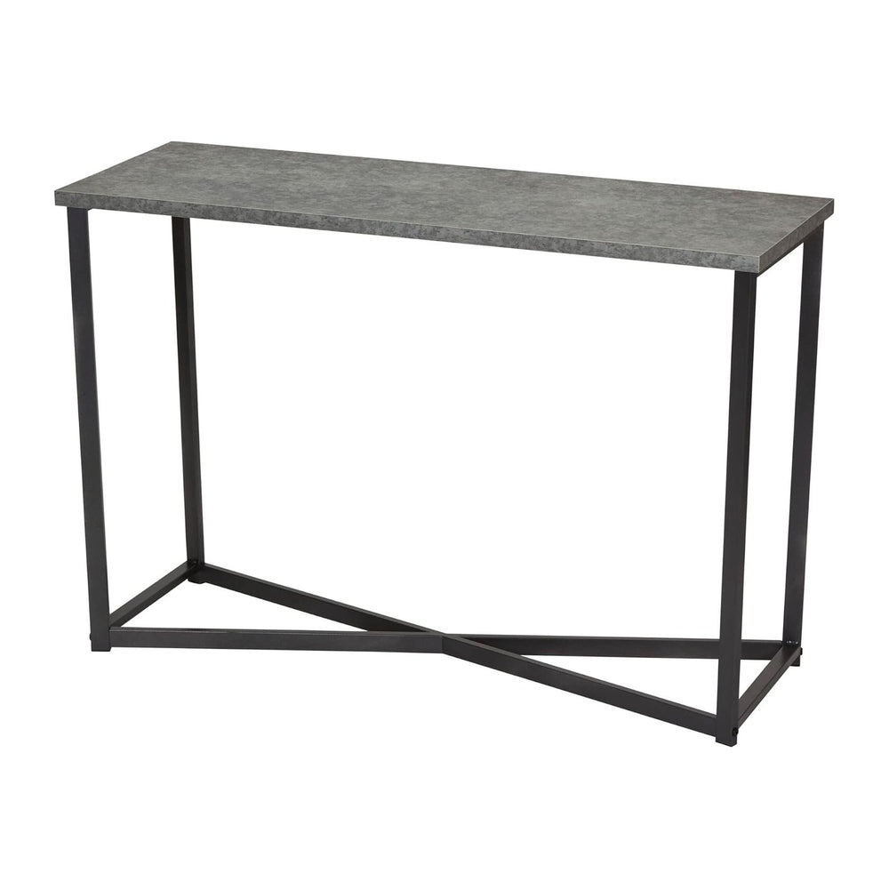 Household Essentials Slate Concrete Top Console Table with Black Iron Base