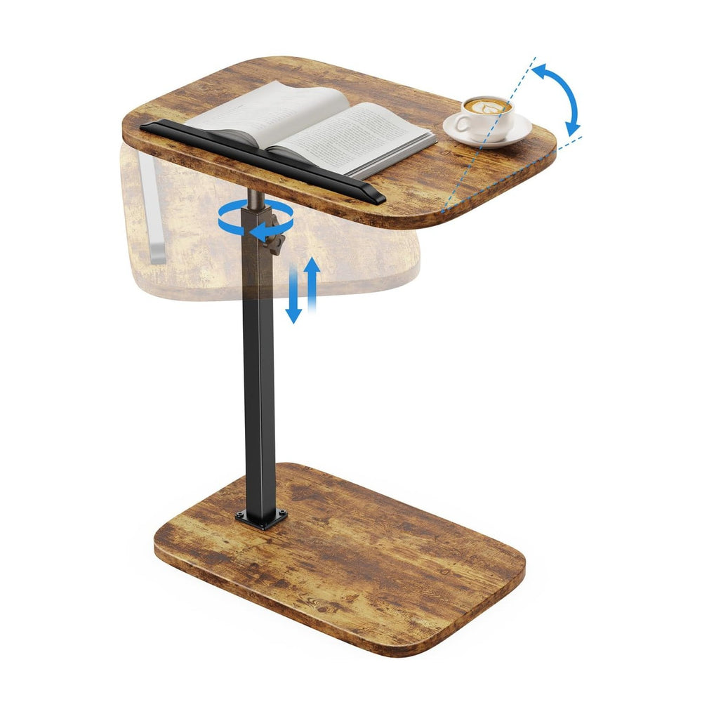 HUANUO TV Tray Table, Adjustable Height TV Tray with 360° Swivel & 90° Ti...