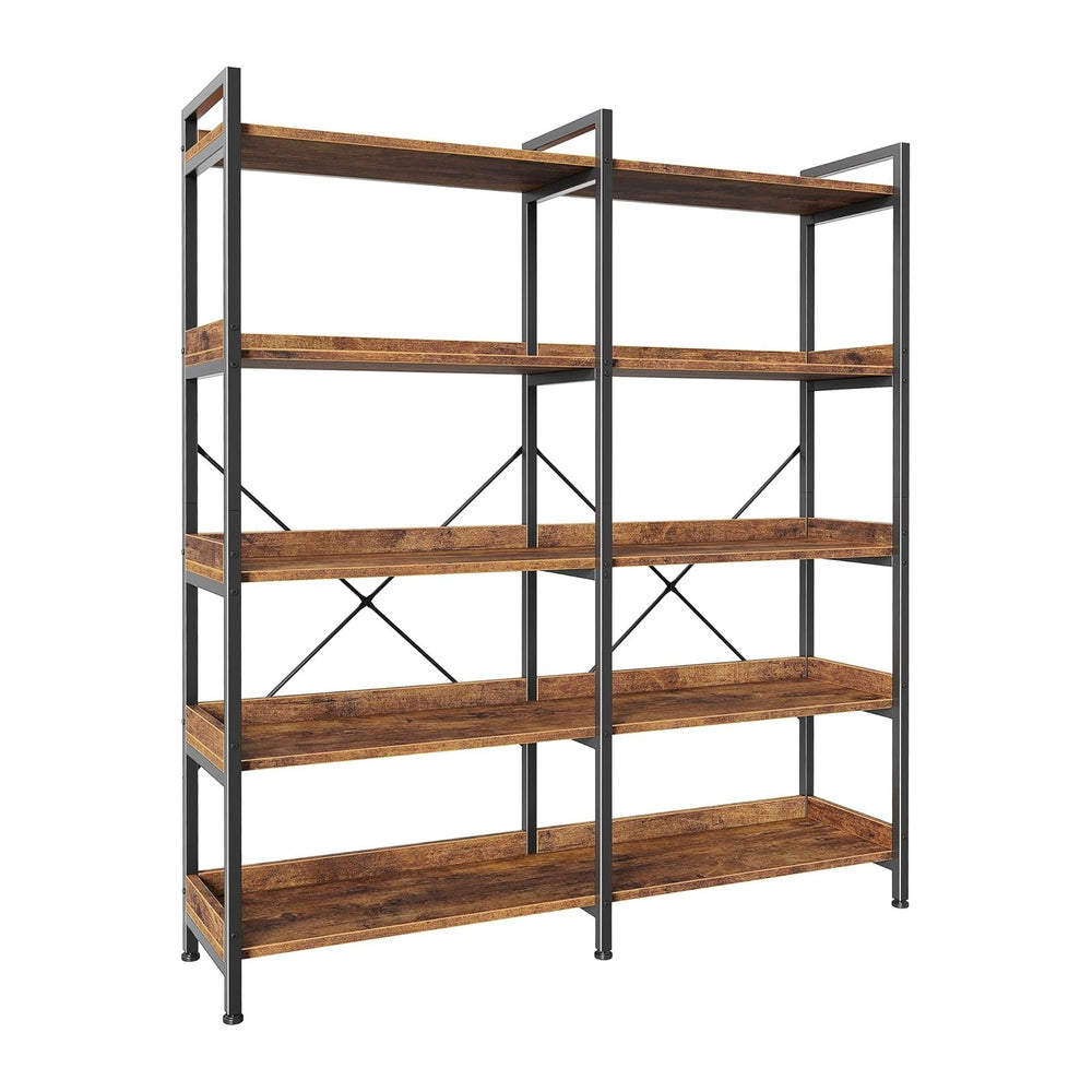 Huuger 5 Tier Bookshelf, Display Bookshelf with 10 Open Shelves and Raised Ba...