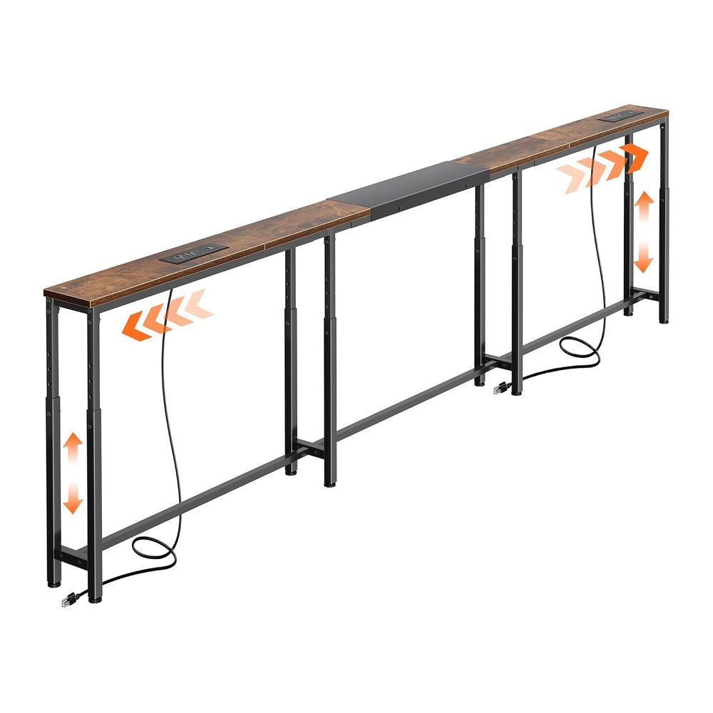 Huuger Narrow Console Table with Power Outlets & USB-C, Rustic Brown | 23...