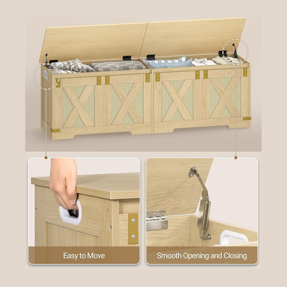 Hzuaneri 59" Boho Storage Chest and Bench | 70 Gal | 330lb Seat | Soft-C...