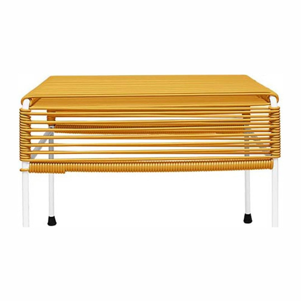 Innit 08-02-13 Adam Caramel Weave Ottoman with White Frame, Multi-Colour