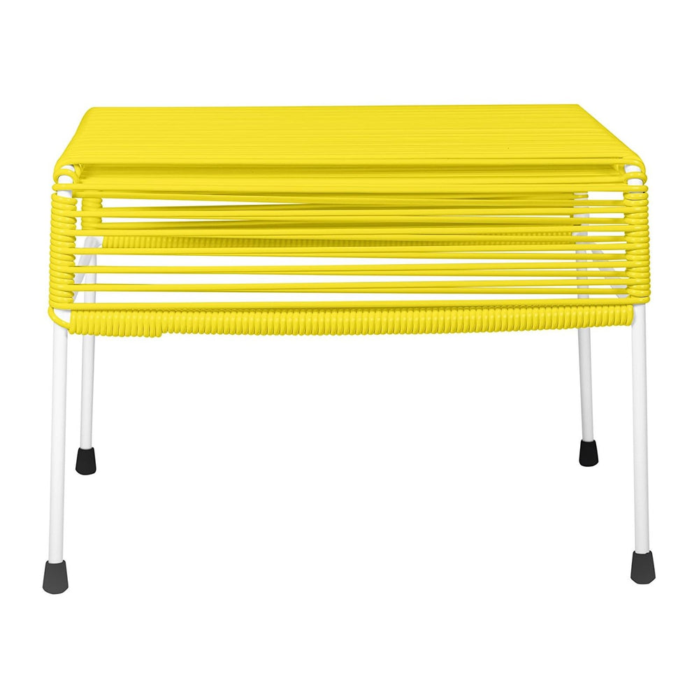 Innit Designs Adam Ottoman, Yellow Weave on White Frame