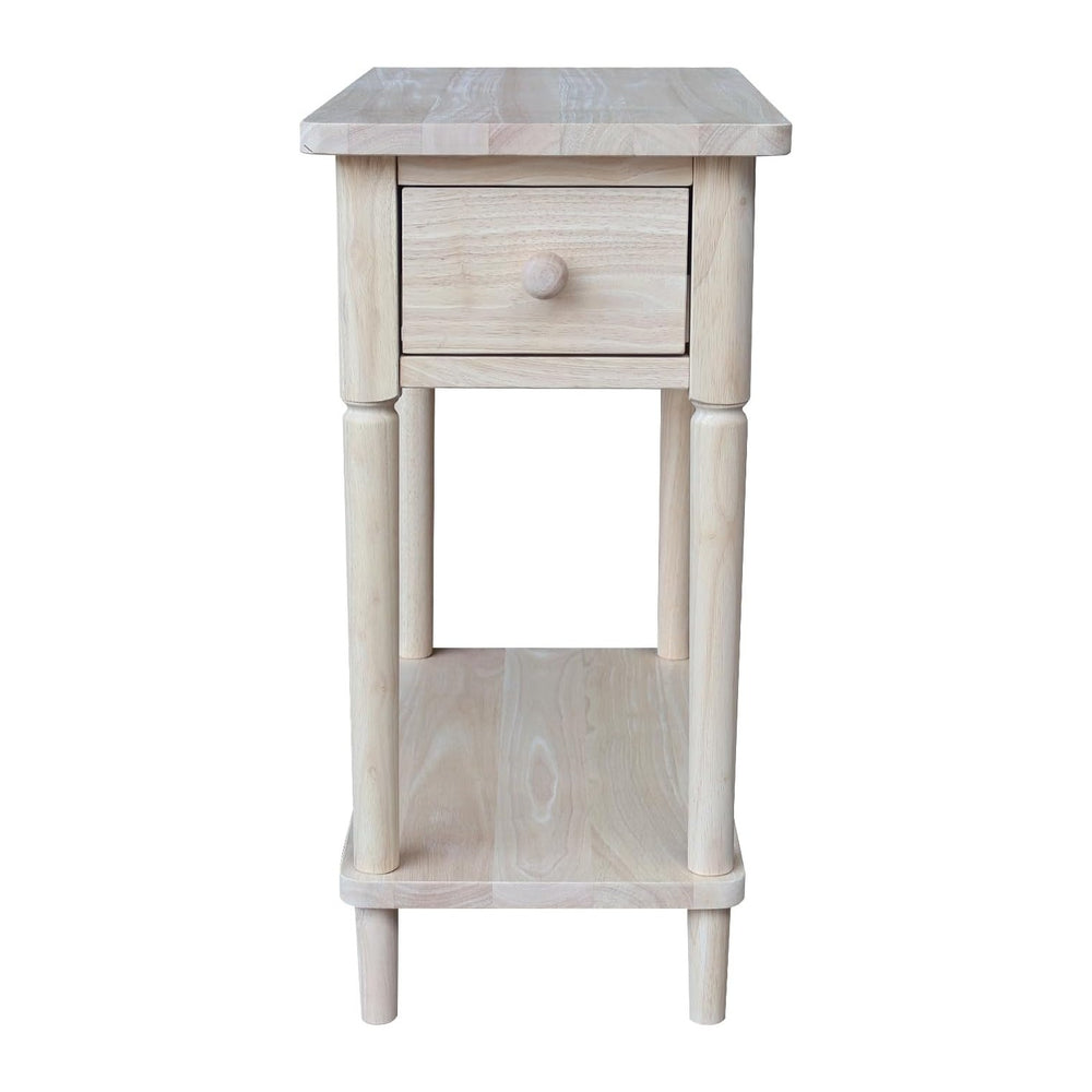 International Concepts Solid Wood Narrow Side Table Unfinished