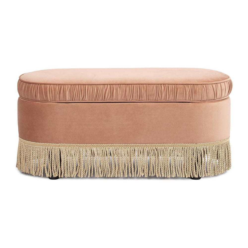 Jennifer Taylor Home Celeste 38" Oval Storage Bench Ottoman, Peach Orang...