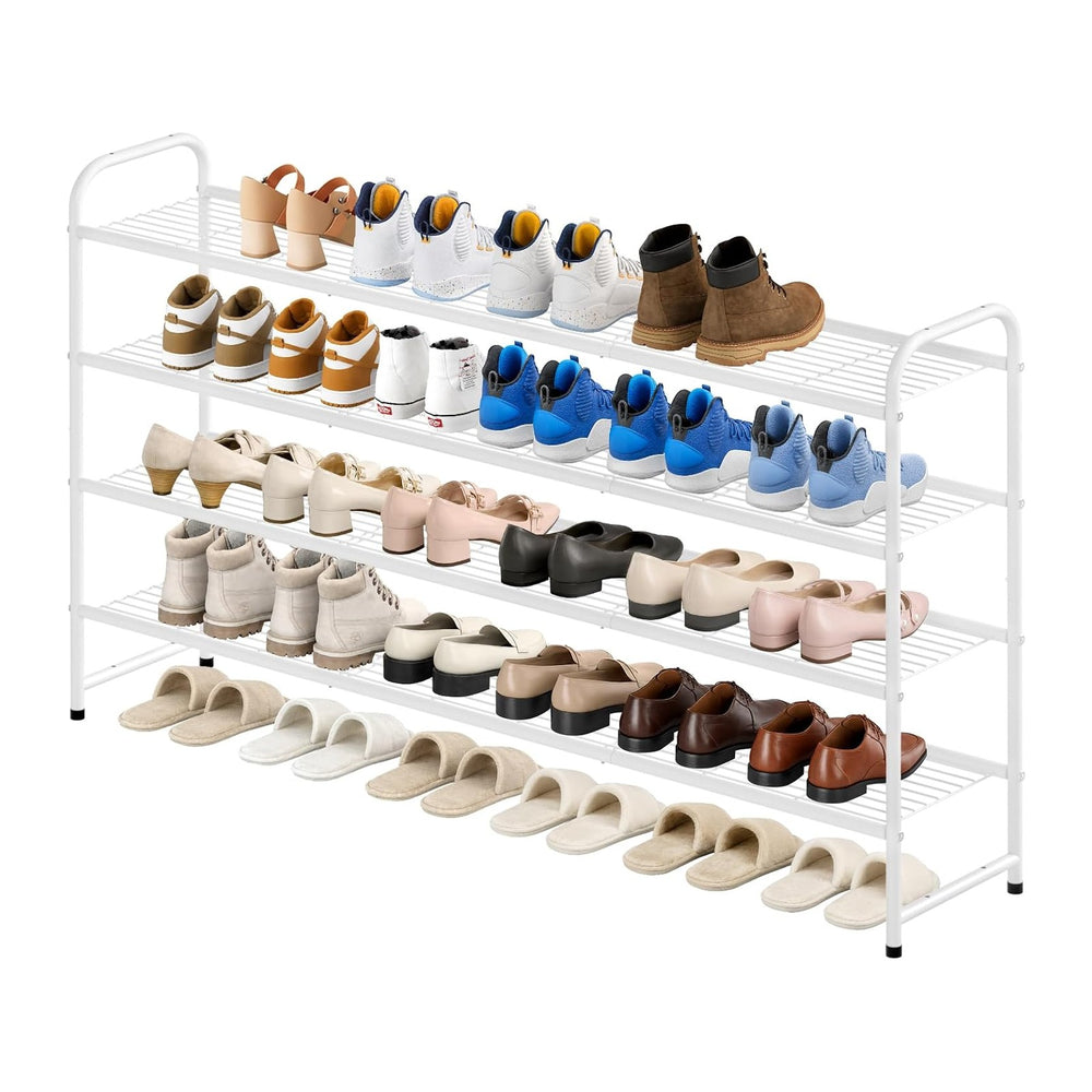KEETDY 4-Tier Long Shoe Rack for Closet Floor, Wide Shoe Organizer Storage, S...
