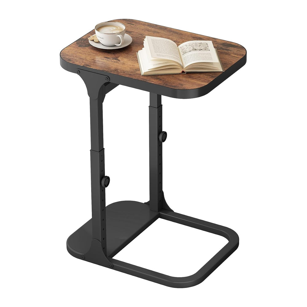 Kitstorack Ultra Stable & Durable End Table, Ajustable Height C Shaped Si...