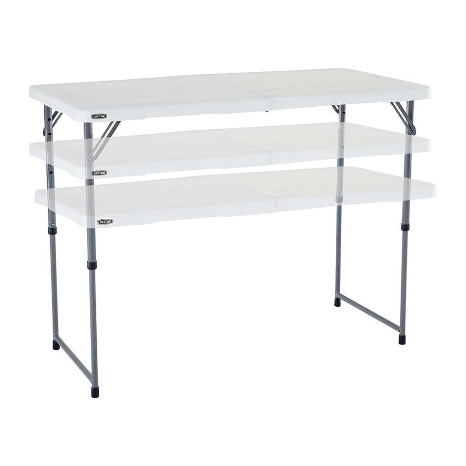 LIFETIME Fold-in-Half Adjustable Folding Table, 4 Foot