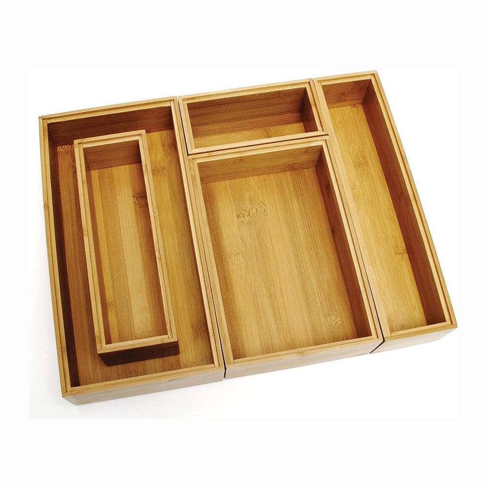 Lipper International 88005 Bamboo Wood Drawer Organizer Boxes, Assorted Sizes...