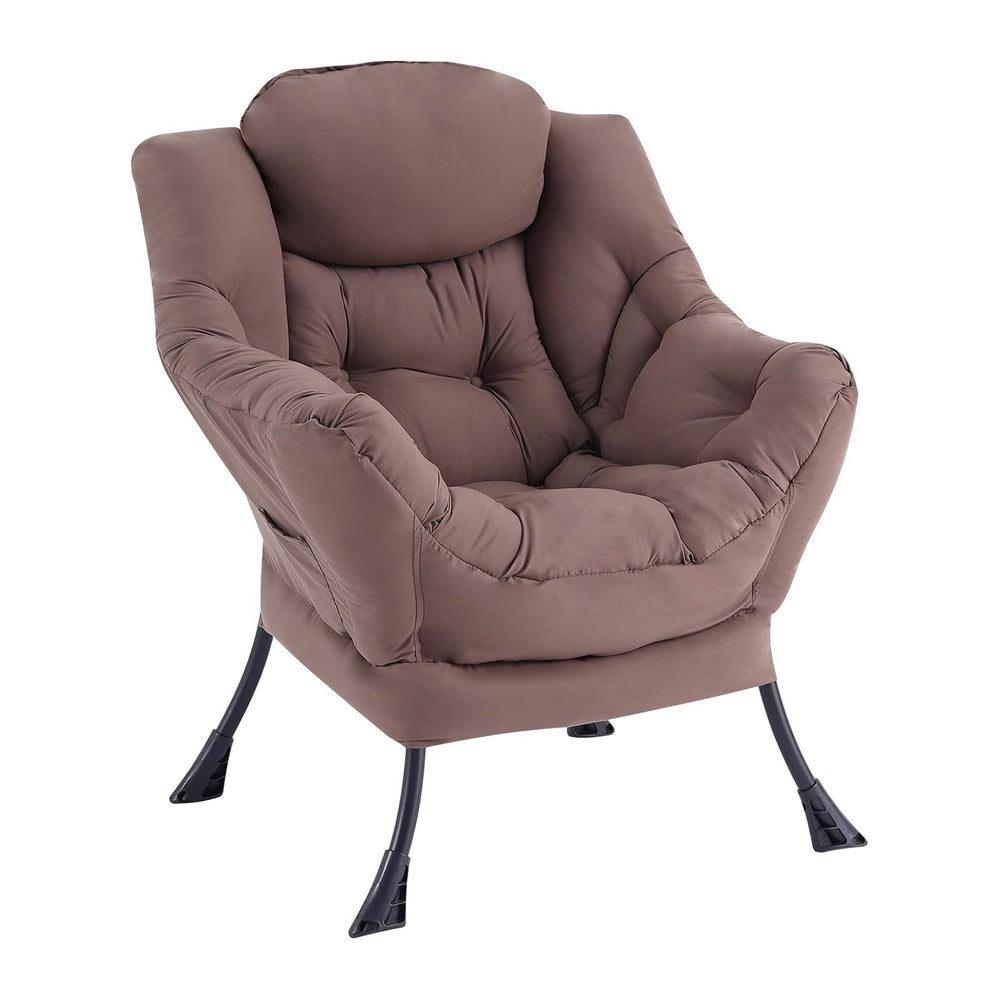 LITA Lazy Chair with Armrests and Side Pocket, Modern Upholstered Accent Read...