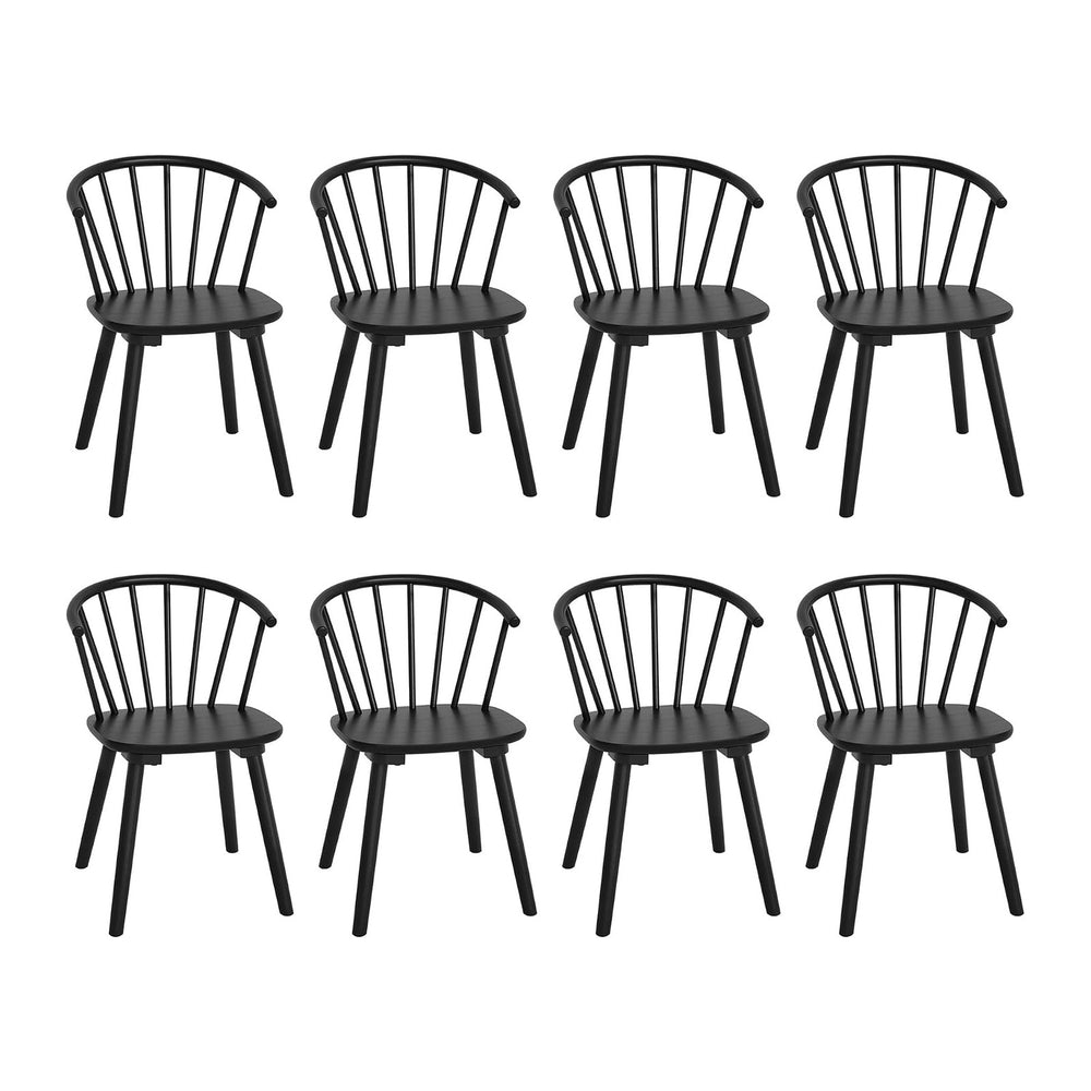 LUE BONA Black Dining Chairs Set of 8, Farmhouse Wood Dining Chairs with Semi...