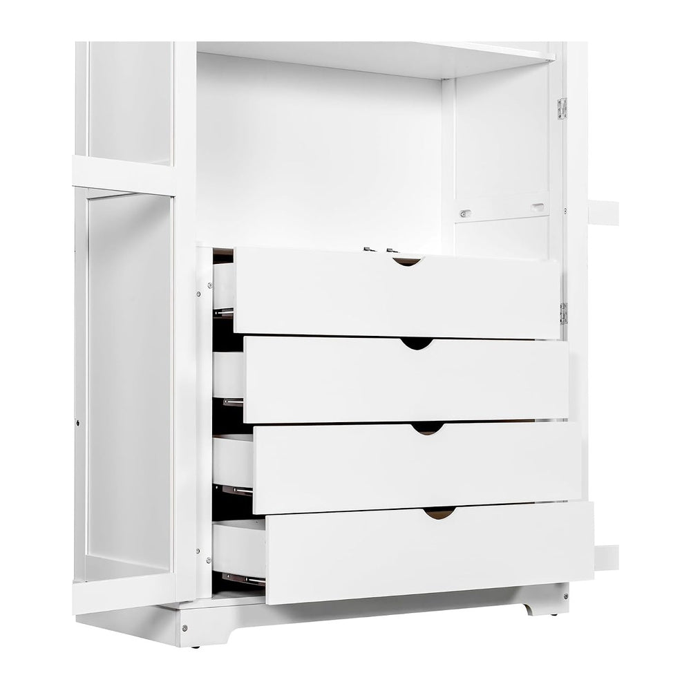 LUMISOL 75" Tall Kitchen Pantry with 4 Built-in Drawers, Kitchen Storage...