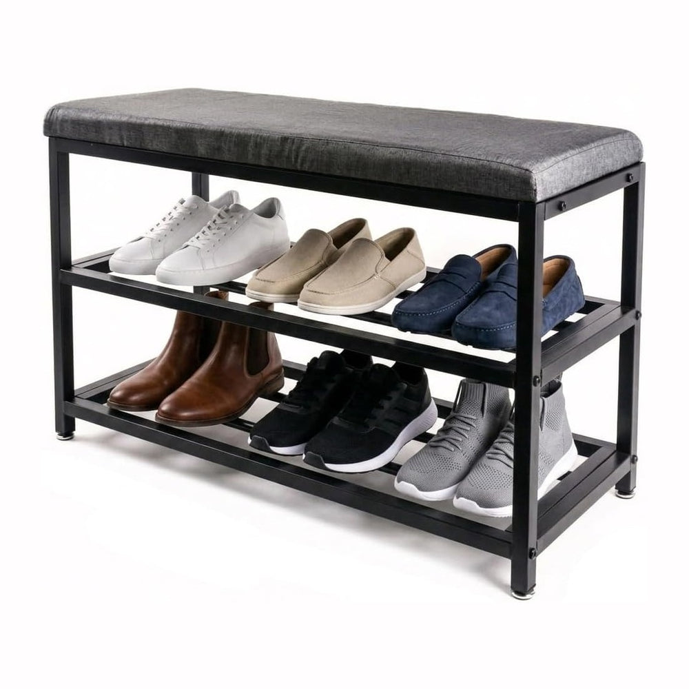 Luxe L 100% Faux Fur Shoe Storage Bench for Entryway, Compact Bench with Mult...