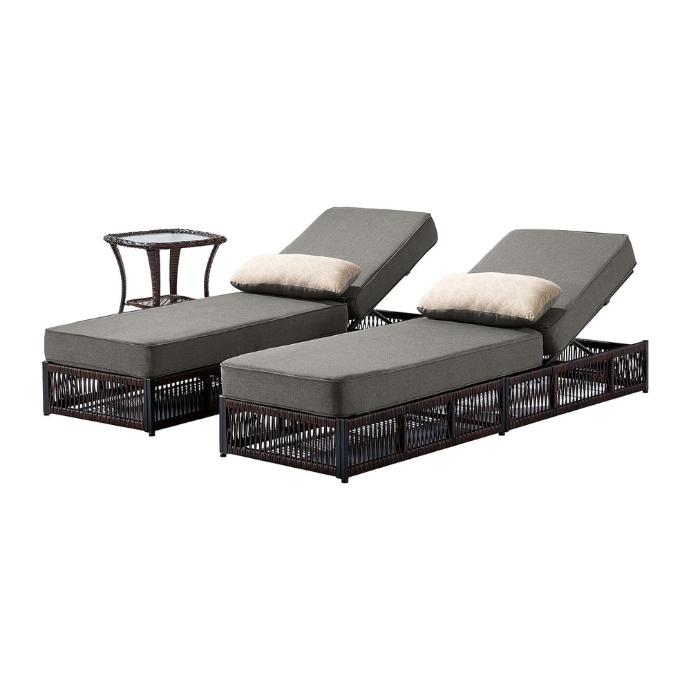 Luxury Outdoor Chaise Lounge Chairs of 2 with 5 Inch Thick Cushions and Side ...