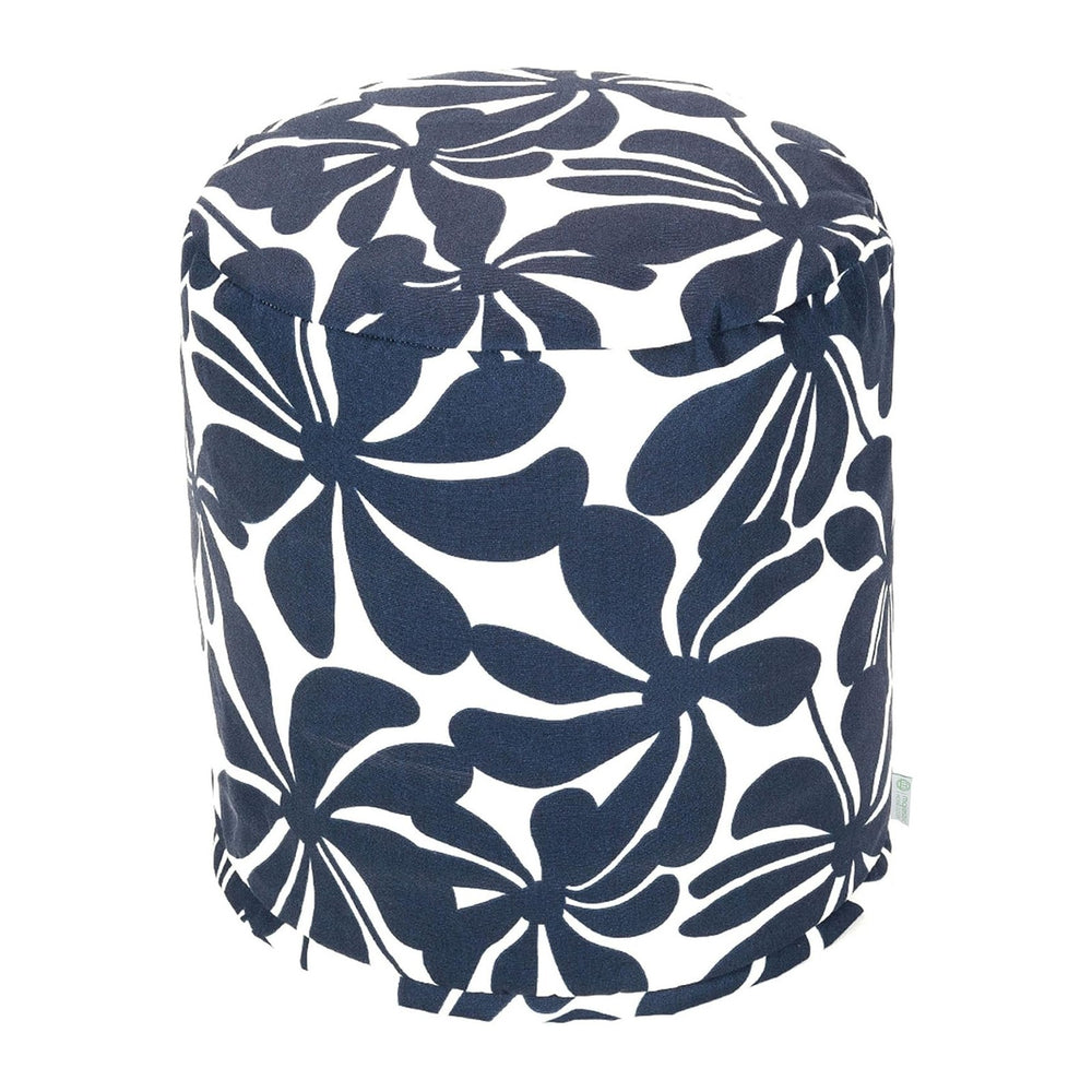 Majestic Home Goods Navy Blue Plantation Indoor/Outdoor Bean Bag Ottoman Pouf...