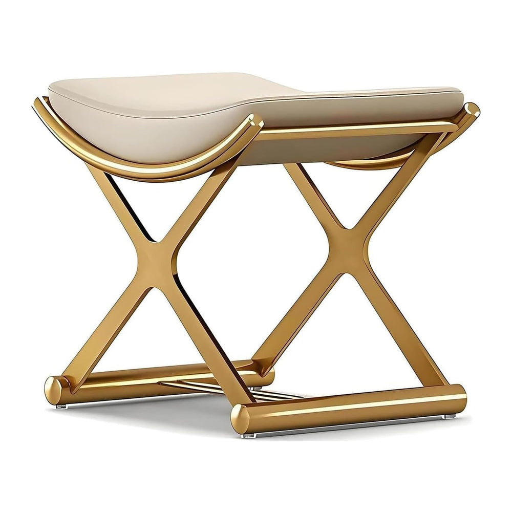 Makeup Vanity Stool Chair - Small Backless Leather Ottoman Bench Gold | With ...
