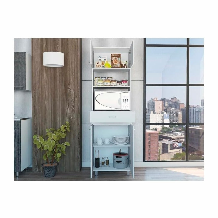 Maykoosh White Kitchen Pantry Cabinet - Appliance Storage with Drawer & A...
