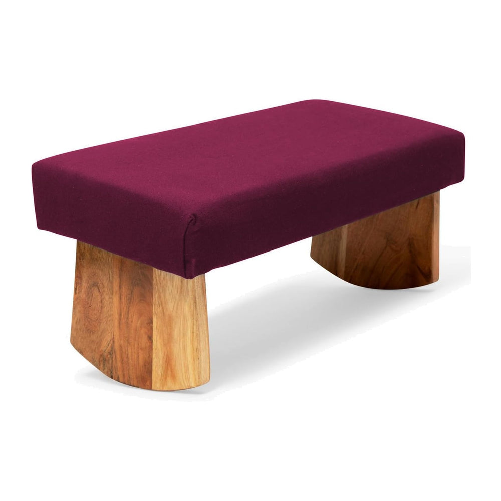 Meditation Bench (Burgundy), Seiza, Sustainable Acacia Wood with Curved Botto...