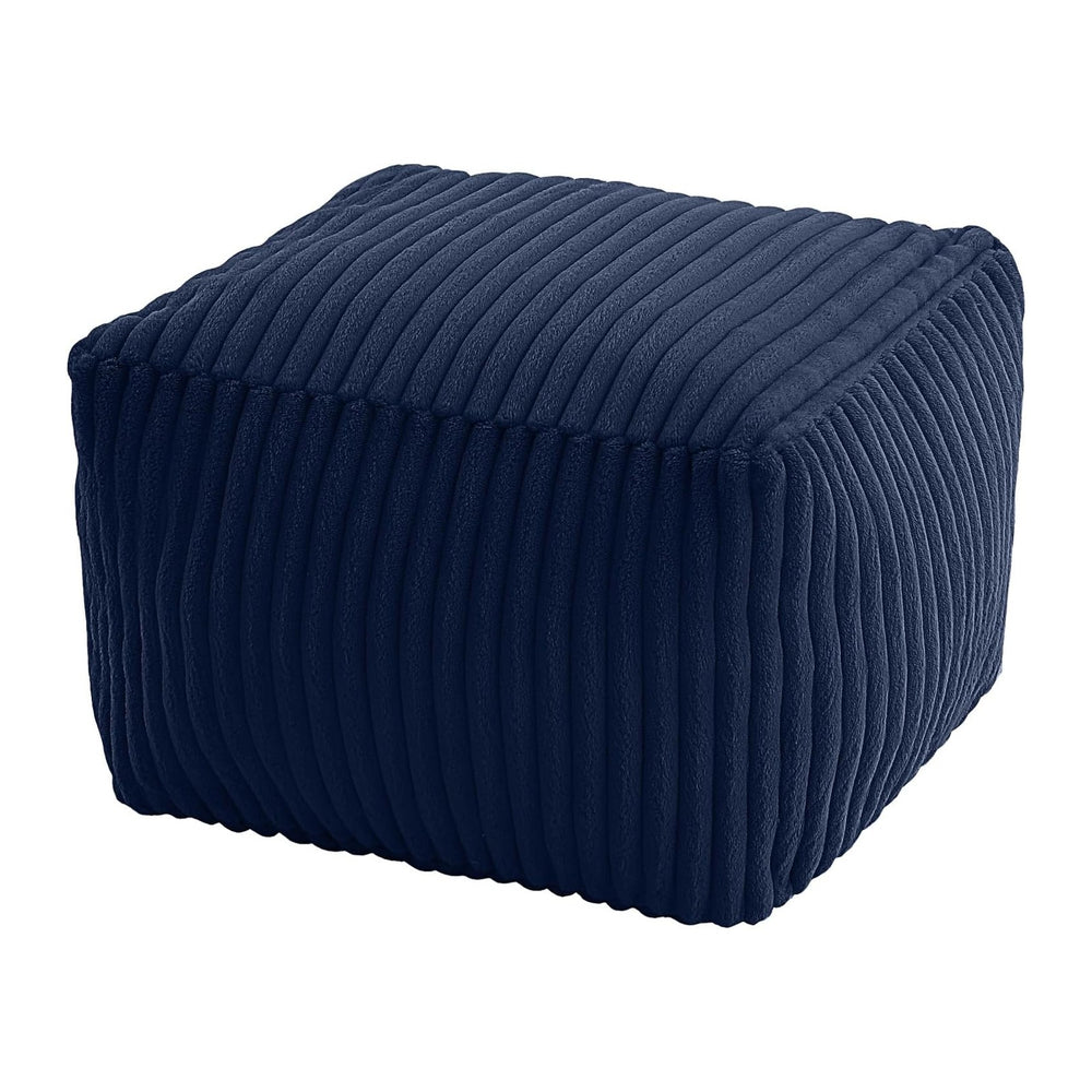 MeMoreCool Square Pouf Ottoman Foot Rest, 15 Inch Faux Fur Pouf, Navy | Fluff...