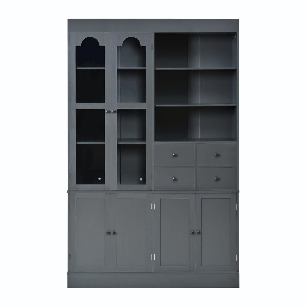 Merax Wood Kitchen Pantry with 4 Drawers, 3 Cabinets and Hutch, Tall Cupboard...