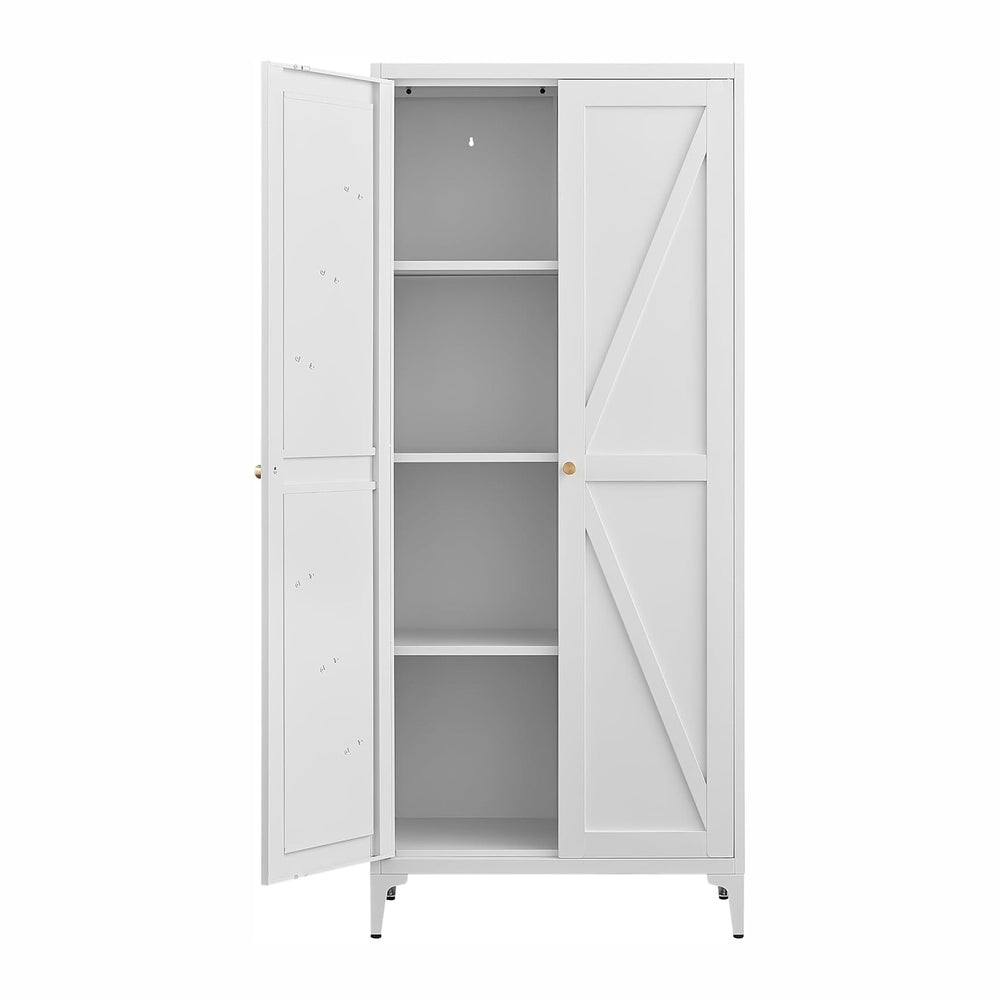 Metal 2 Doors Kitchen Pantry Cabinet with Adjustable Shelves 65 inch Tall Lar...