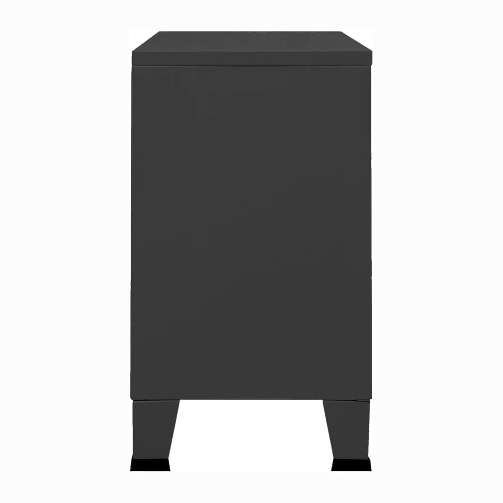 Metal and Glass Sideboard, Black Industrial Buffet Cabinet with 3 Doors, Acce...