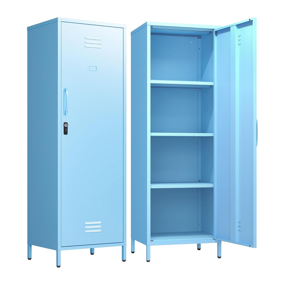 Metal Locker Storage Cabinets 59.06"H Sky Blue Locking File Cabinets Kit...