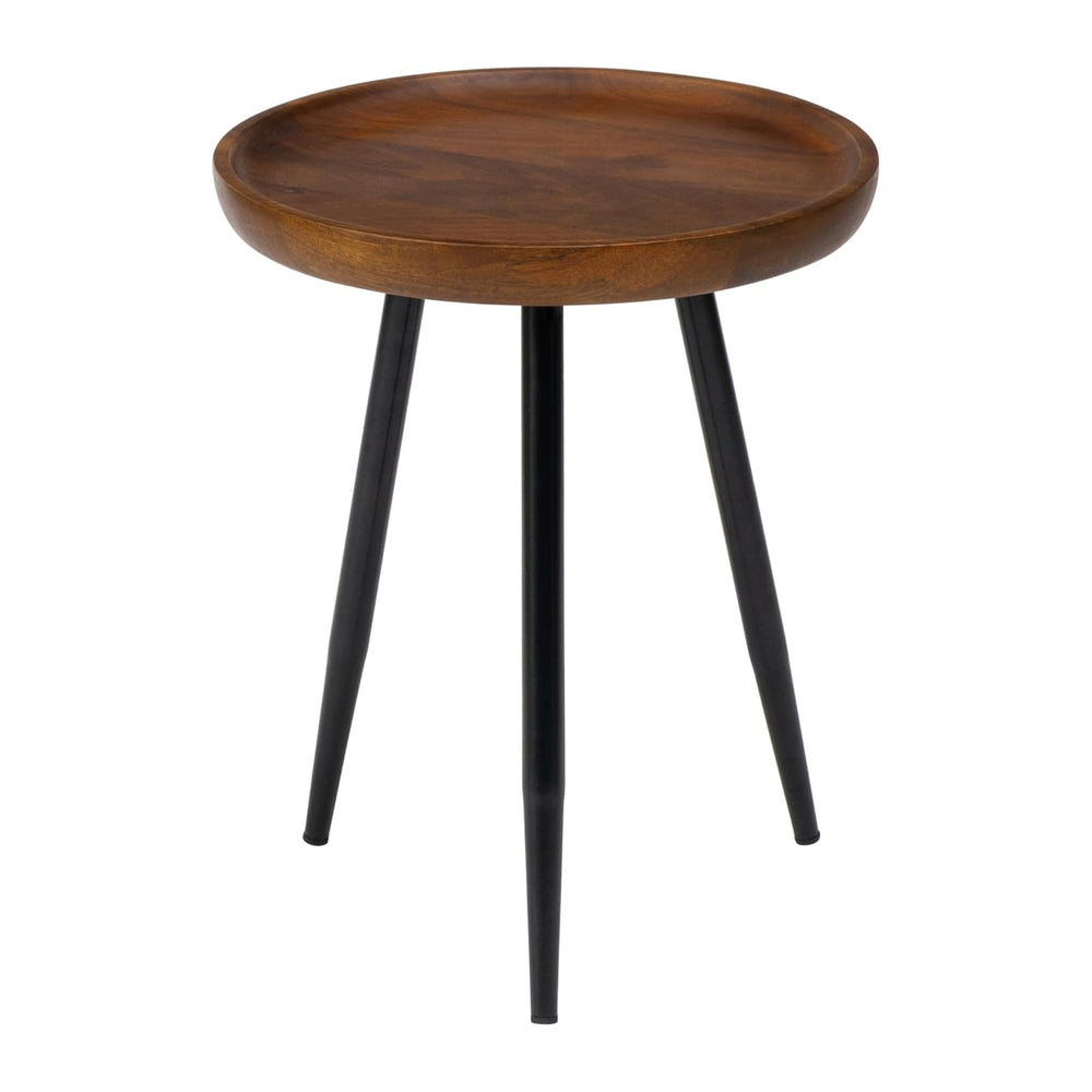 MH London Lydia Round Small End Table & Side Table Solid Wood, Walnut top...