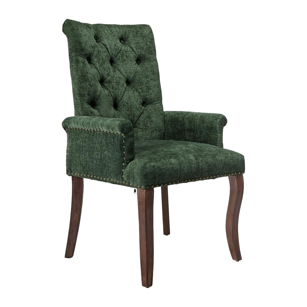 mikibama Chenille Upholstered Dining Chairs with High Back,Vintage Tufted Kit...